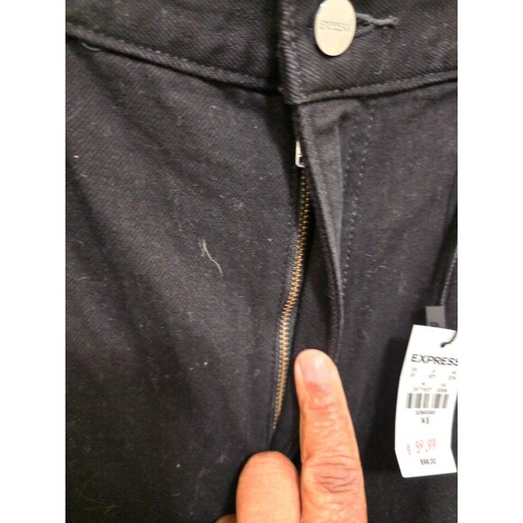 Express Womens Modern Straight Super High Rise Distressed Black Jeans Size 14S C - Picture 7 of 11